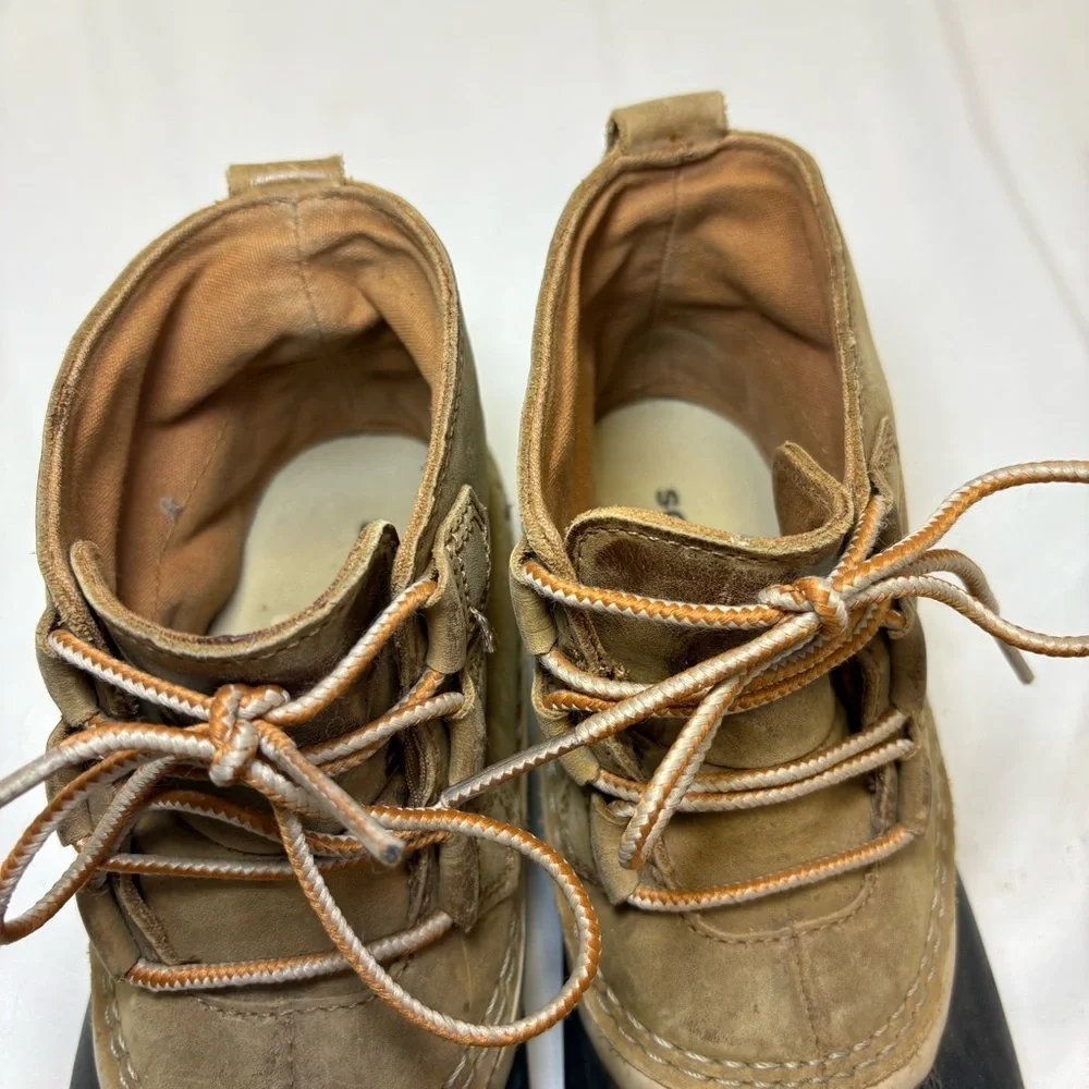 Sorel Classic Out N About Waterproof Tan Leather Ankle Boots Rubber Shell Winter - Picture 8 of 10